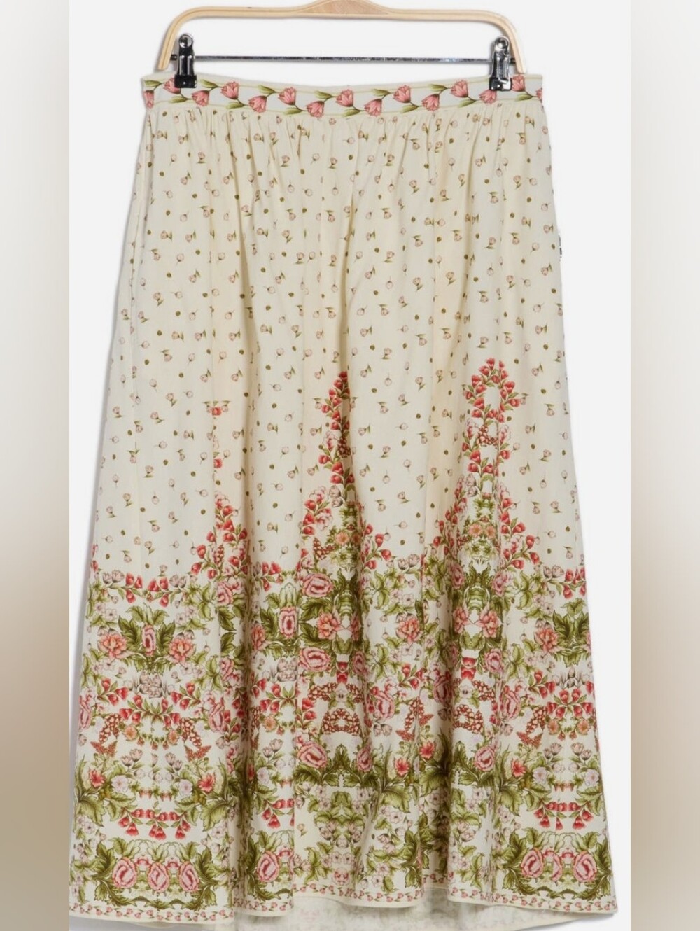 NWT - Max Studio Linen Blend Botanical Birch Leafy Floral Maxi Skirt - Size M - Picture 7 of 12